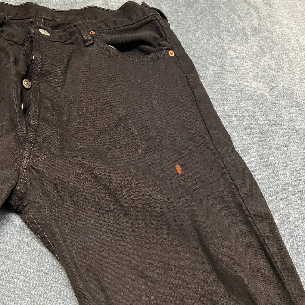Levi's Jeans Mens 34x34 Black Denim Dark Wash Frayed Hem Streetwear Button Fly